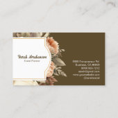 Elegante Boho Bohemian Gouden Champagne Bruine Blo Visitekaartje (Achterkant)