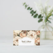 Elegante Boho Bohemian Gouden Champagne Bruine Blo Visitekaartje (Staand voorkant)