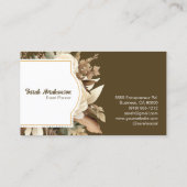 Elegante Boho Bohemian Gouden Champagne Bruine Blo Visitekaartje (Achterkant)