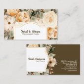 Elegante Boho Bohemian Gouden Champagne Bruine Blo Visitekaartje (Voorkant / Achterkant)