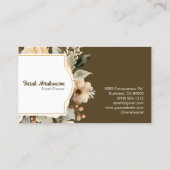 Elegante Boho Bohemian Gouden Champagne Bruine Blo Visitekaartje (Achterkant)