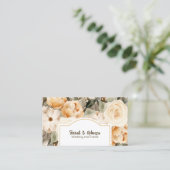 Elegante Boho Bohemian Gouden Champagne Bruine Blo Visitekaartje (Staand voorkant)