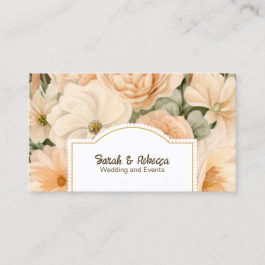 Elegante Boho Bohemian Gouden Champagne Bruine Blo Visitekaartje (Voorkant)