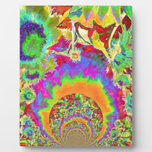 Elegante boho bohemian retro zonnebloemen fotoplaat (Voorkant)