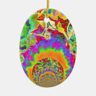 Elegante boho bohemian retro zonnebloemen keramisch ornament