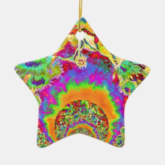 Elegante boho bohemian retro zonnebloemen keramisch ornament (Voorkant)