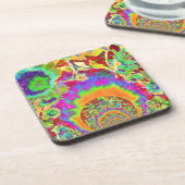 Elegante boho bohemian retro zonnebloemen onderzetter (Linkerzijde)