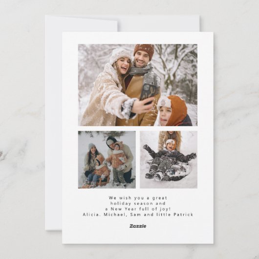 Elegante boho boog 4 foto's Vrolijk kerstfeest Feestdagenkaart (Achterkant)