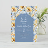 Elegante Boho boog lichtblauw & gele wilde bloemen Kaart (Staand voorkant)