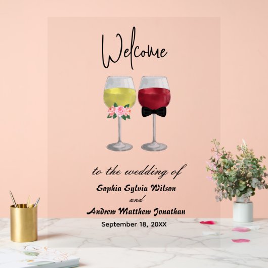  Elegante Boho Boog Paar Wijnbruiloft Acryl Bord (Huwelijk)