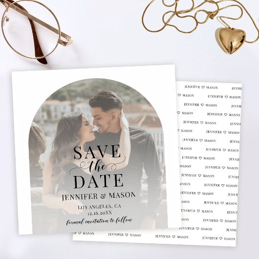 Elegante boho boogfoto Save the date uitnodiging