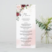 Elegante Boho bordeaux blos roze bloemengroen Menu (Staand voorkant)