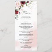 Elegante Boho bordeaux blos roze bloemengroen Menu (Voorkant)