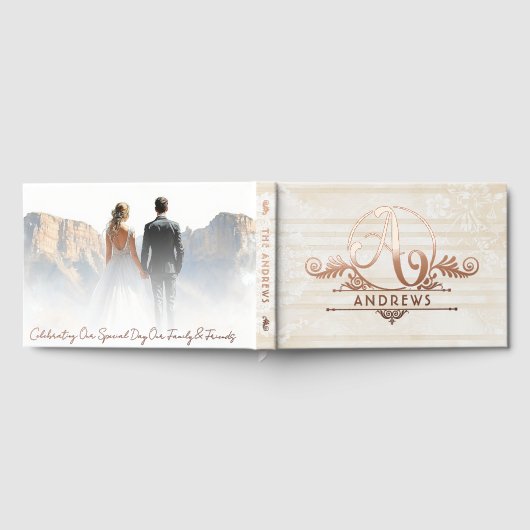 Elegante Boho Botanische Aangepaste Initialen Trou Gastenboek (Volledig)