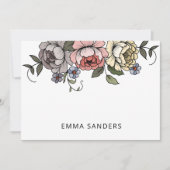 Elegante Boho Botanische Bloemen Gepersonaliseerd Notitiekaartje (Voorkant)