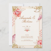 Elegante Boho Botanische Bloemen Huwelijksuitnodig Kaart (Achterkant)