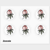 Elegante Boho Botanische Bloemen Roze Ronde Sticker (Vel)