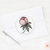 Elegante Boho Botanische Bloemen Roze Ronde Sticker (Envelop)
