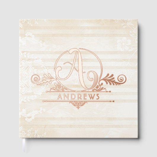 Elegante Boho Botanische Custom Monogram bruiloft Gastenboek (Voorkant)