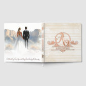 Elegante Boho Botanische Custom Monogram bruiloft Gastenboek (Volledig)