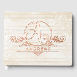 Elegante Boho Botanische Custom Monogram bruiloft Gastenboek