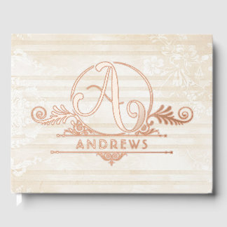 Elegante Boho Botanische Custom Monogram bruiloft Gastenboek