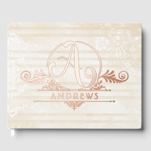 Elegante Boho Botanische Custom Monogram bruiloft Gastenboek (Voorkant)