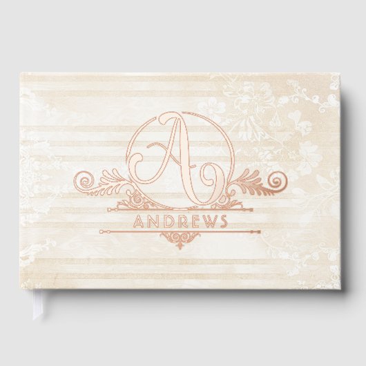 Elegante Boho Botanische Custom Monogram bruiloft Gastenboek (Voorkant)