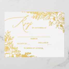 Elegante Boho Botanische Herfst Bloemstuk RSVP Folie Uitnodiging Briefkaart