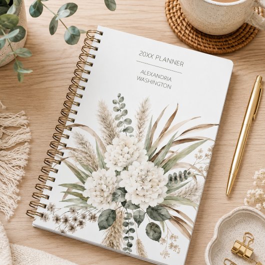 Elegante Boho Botanische Monogram Planner