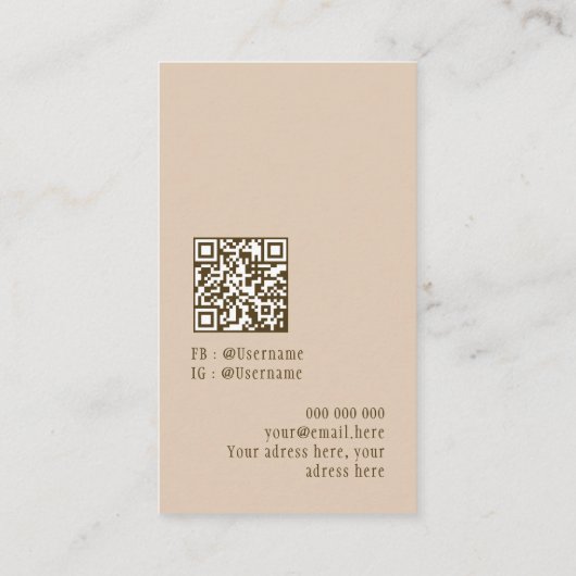 Elegante boho botanische pastel aardse QR-code Visitekaartje (Achterkant)
