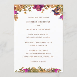 Elegante Boho Botanische Waterverf Bloemen Bruilof Kaart