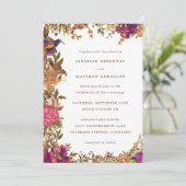 Elegante Boho Botanische Waterverf Bloemenbruiloft Kaart (Staand voorkant)