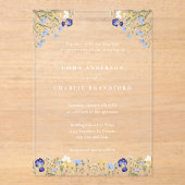 Elegante Boho Botanische wilde bloemen Script Wedd Acryl Uitnodigingen (Voorkant)