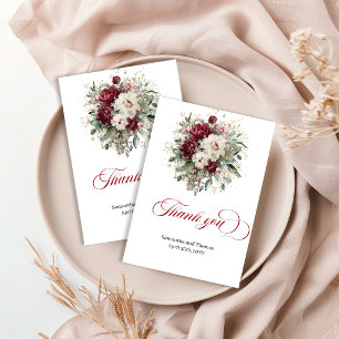 Elegante Boho Bourgogne Bloemige Eucalyptus Dank J Bedankkaart