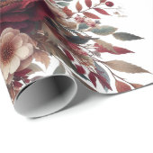 Elegante Boho Bourgogne Rustiek Blauw en Rood Patr Cadeaupapier (Rol Hoek)