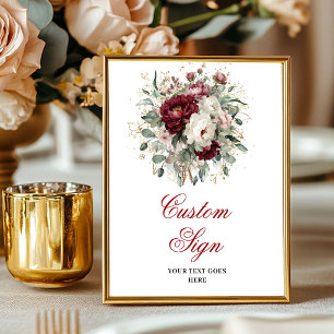 Elegante Boho Bourgondië Bloemige Eucalyptus Goud Poster