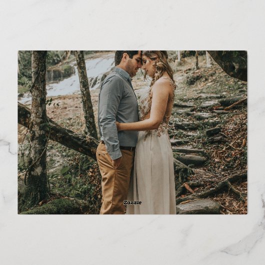 Elegante Boho Bourgondië Blush Bloemen Foto Folie Uitnodiging (Achterkant)