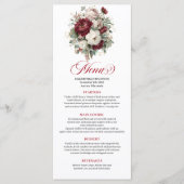 Elegante Boho Bourgondisch Bloemmotief Eucalyptus  Menu (Voorkant)