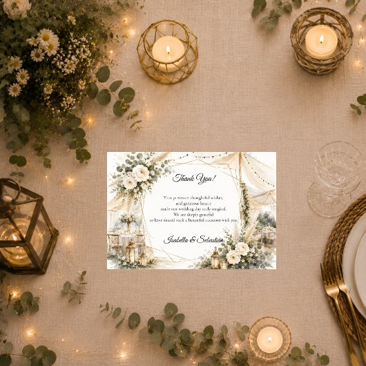 Elegante Boho Bruiloft Bedankkaart