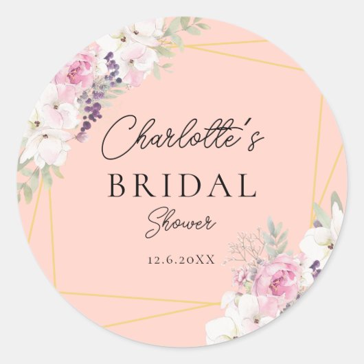 Elegante Boho Bruiloft Borrel Klassieke Ronde St Sticker (Voorkant)