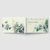 Elegante Boho-bruiloft in saliegroen eucalyptus Gastenboek (Volledig)