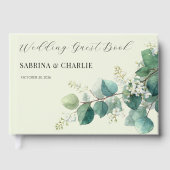 Elegante Boho-bruiloft in saliegroen eucalyptus Gastenboek (Voorkant)