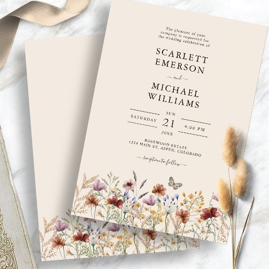 Elegante Boho Bruiloft Kaart