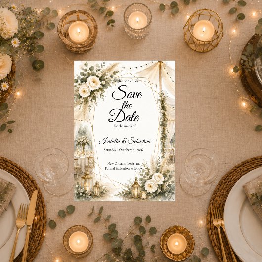 Elegante Boho Bruiloft Save The Date