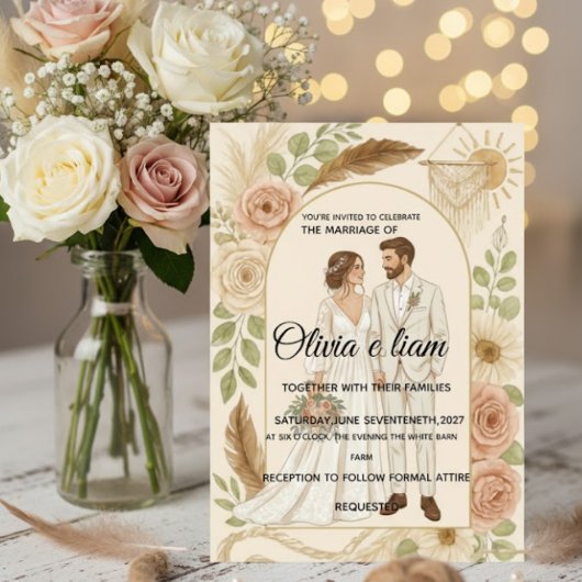 Elegante Boho Bruiloft Stationery Suite - Olivia & Kaart