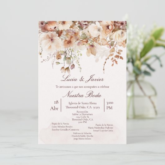 Elegante Boho bruiloft uitnodiging (Staand voorkant)