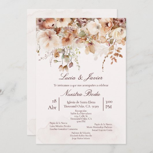 Elegante Boho bruiloft uitnodiging (Voorkant / Achterkant)