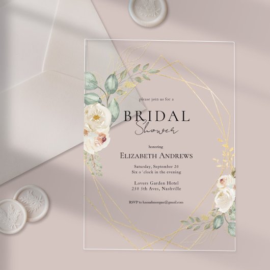 Elegante Boho Bruiloftsborrel Acryl Uitnodigingen