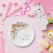 Elegante Boho Bruiloftsshower met Witte Bloemen Papieren Bordje (Feest)